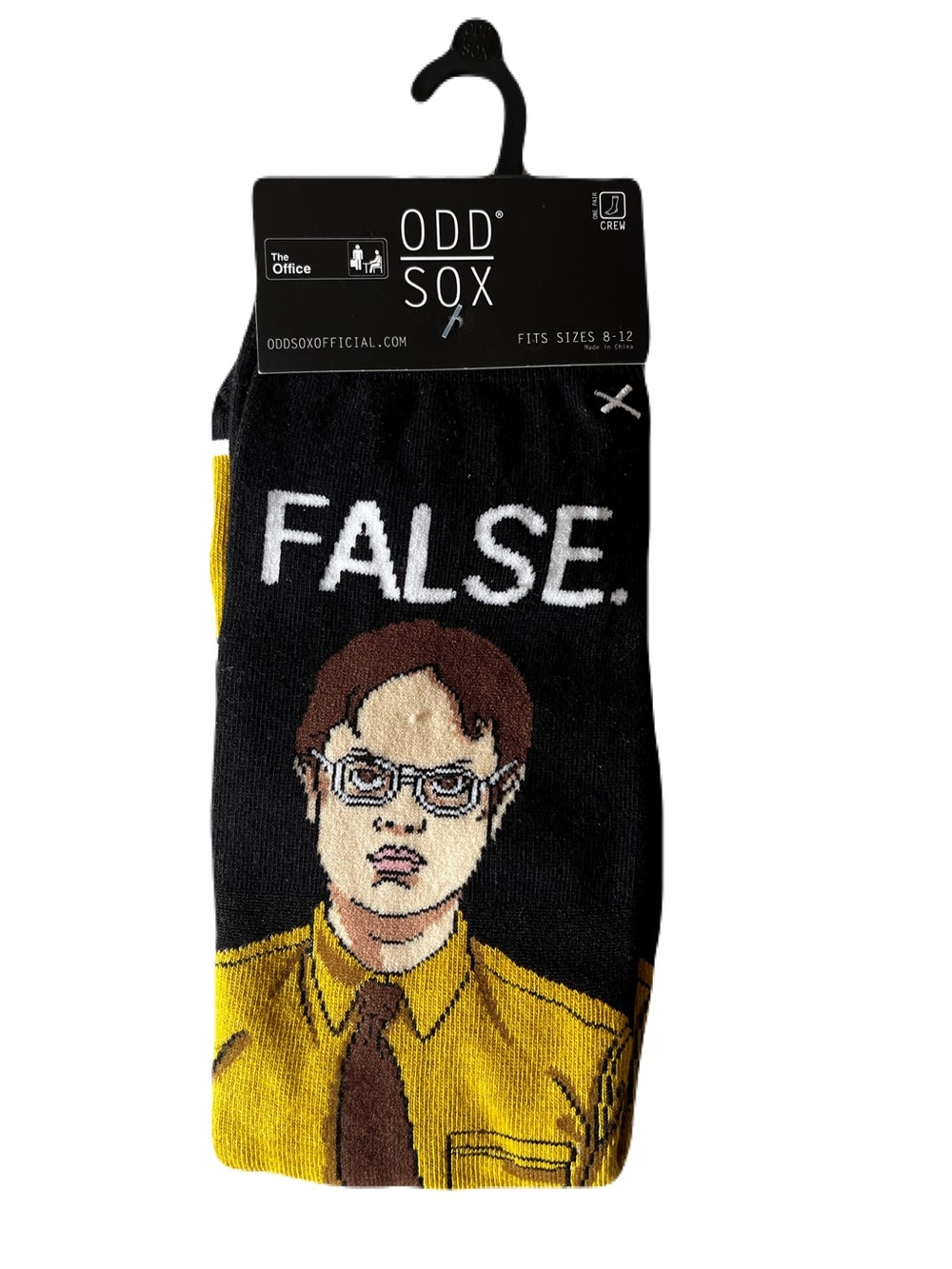 Odd Sox Men's Black & Yellow 'FALSE.' Crew Socks